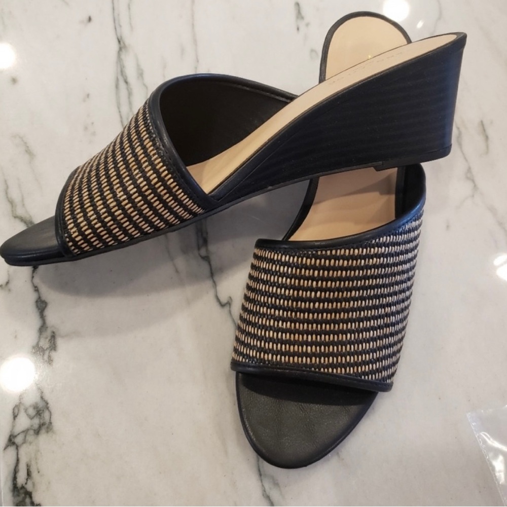 Rattan wedge heels NWOT
